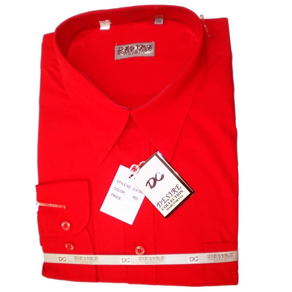 Desire Collection Men's Long Sleeve Classic Fit Pocket Dress Shirt Red